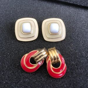 Trifari Jewelry - Trifari pierced earrings: 2 pair Trifari Jewelry - Trifari pierced earrings: 2 pair